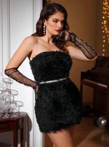 Allurite Chất rắn 	
Fuzzy Váy ống Không có thắt lưng - màu đen - Xem 5