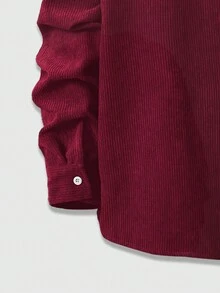 ROMWE MEN Prep Nam Túi có nắp Dây rút áo có mũ Vải to sợi Áo sơ mi Without Tee - Đỏ - Xem 3