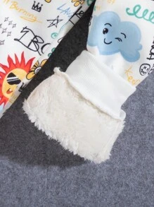 SHEIN 女孩有趣印花運動衫和運動褲套裝,家庭裝(3套可單獨購買) - 白色 - 查看 3