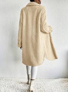 SHEIN Frenchy Túi có nắp Thả vai Lông cừu áo - Màu be - Xem 2