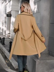 SHEIN LUNE Tương phản ràng buộc Mở Mặt trước Thắt lưng áo - Nhiều màu - Xem 2