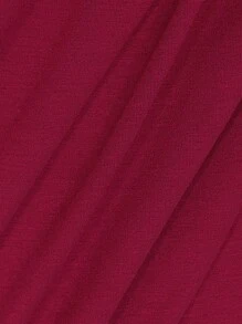 INAWLY Christmas Print Drop Shoulder Tee - Burgundy - View 6