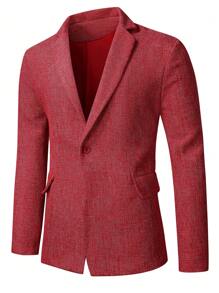 Manfinity Mode Men Lapel Collar Single Button Blazer - Red - View 1