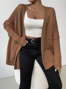 SHEIN LUNE Dual Pocket Batwing Sleeve Cardigan