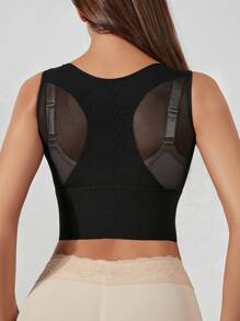 Solid Hook & Eye Front Shapewear Tank Top