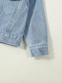 SHEIN Denim em bé Túi Nút phía trước Khối Màu - Rửa nhẹ - Xem 5