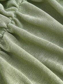 SHEIN MOD Vestido de tirantes unicolor fruncido ribete con fruncido - Verde militar - Ver 4