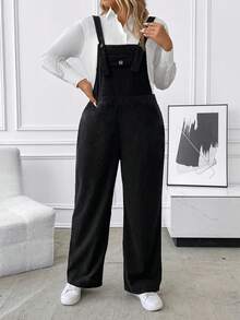 SHEIN LUNE Hơn 1 Miếng Chi tiết về Flap Tổng thể Jumpsuit - màu đen - Xem 5