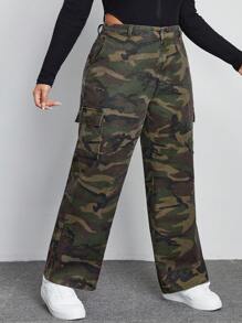SHEIN EZwear 大碼牛仔褲 - 軍綠色 - 查看 5