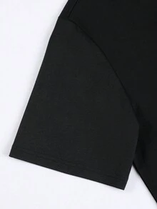 Manfinity EMRG Men Cartoon & Slogan Graphic Drop Shoulder Tee - Black - View 4