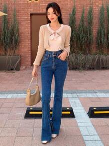 Dazy Star Solid Tie Front Crop Cardigan