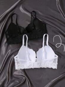 Set de 2 sujetadores con aros de encaje de colores contrastantes