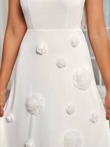 SHEIN Belle Appliques Ruffle Trim Maxi Formal Dress - White - View 6