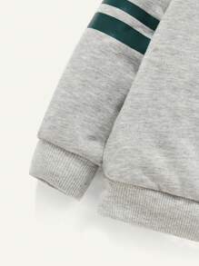 Cozy Pixies Baby Boy Letter Graphic Contrast Striped Sweatshirt - Grey - View 3