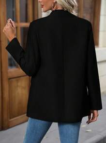 Chiquease Lapel Neck Double Breasted Blazer - Black - View 2
