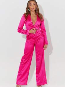 UNIQUE21 Cổ áo Nút đơn Crop Blazer - Màu Hồng Tươi - Xem 5