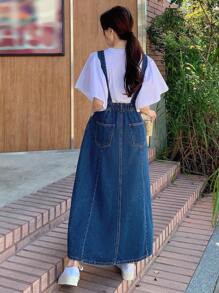 Dazy Star Slant Pocket Denim Overall Dress Without Tee,Back To School Clothes