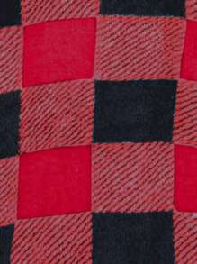 SHEIN LUNE Buffalo Plaid Pattern Drop Shoulder Flap Detail Teddy Coat - Multicolor - View 7