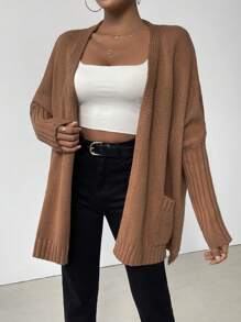 SHEIN LUNE Dual Pocket Batwing Sleeve Cardigan