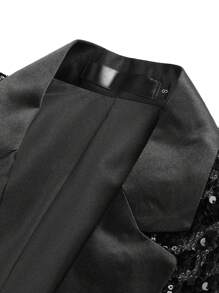 CLOUDSTYLE 男士閃閃發光的西裝外套 - 黑色 - 查看 5