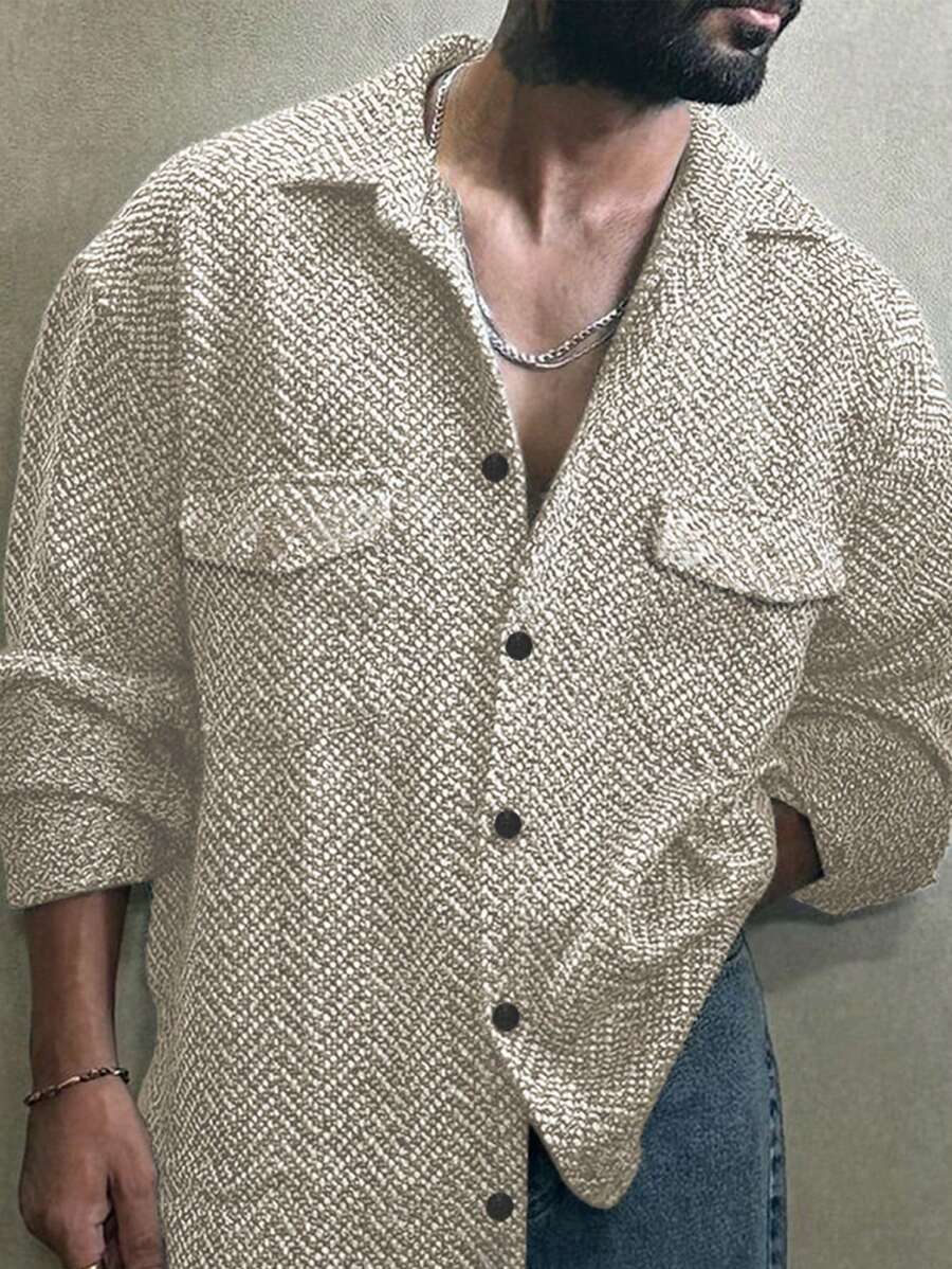 Manfinity Homme Men Solid Flap Pocket Drop Shoulder Shacket, Casual Urban - Multicolor - View 1