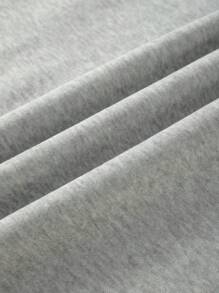 SHEIN Unity Letter Patched Detail Drop Shoulder Sweatshirt,Long Sleeve Tops Pullover Fall Sweatshirt - Grey - View 3