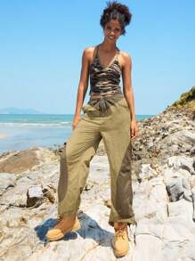 In My Nature In My Nature Hose mit Farbblock, Schnürzug am Saum, breitem Beinschnitt, Outdoor