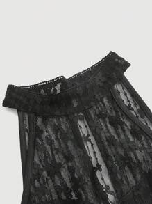 SHEIN MOD Top halter con encaje - Negro - Ver 3