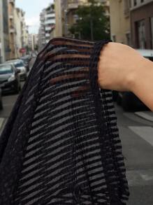 SHEIN Clasi Plus Striped Mesh Sheer Top Without Cami - Black - View 6