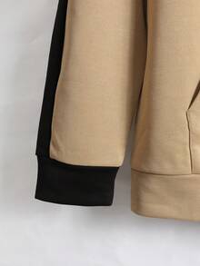 Manfinity Homme 2入組男式連帽字母印花運動衫和長褲套裝 - 杏色 - 查看 4