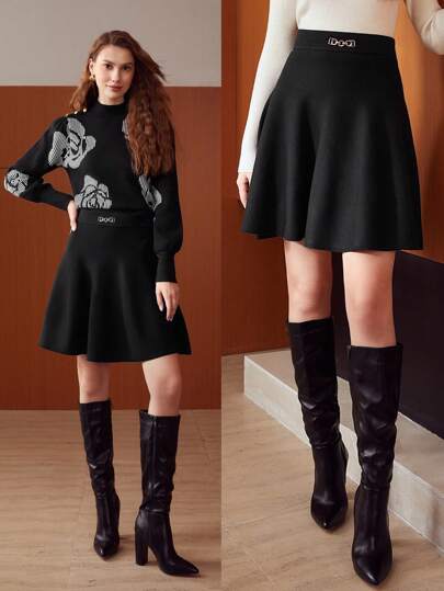 MOTF PREMIUM Falda de punto con diseño de cadena