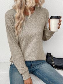 SHEIN LUNE T-Shirt Unicolore Épaule tombante