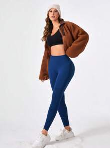 Yoga Basic Kiểm soát bụng Quần Xà cạp thể thao Nâng mông - Màu vàng - Xem 4