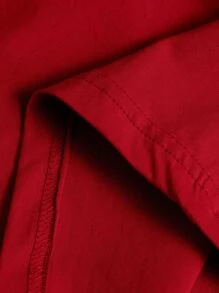 SHEIN ICON Cut Out Front Crop Top With Arm Sleeves - Red - View 5