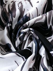 SHEIN Clasi Talla grande Vestido con cinturón con estampado de manga farol bajo con fruncido - Multicolor - Ver 5