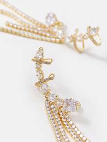 MOTF PREMIUM 1 par Pendientes largos de dorado zirconia cúbica cobre - Amarillo Oro - Ver 4