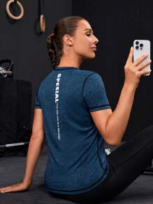 SHEIN Sport Studio Slogan Graphic Sports Tee