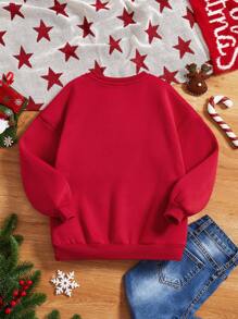 Tween Girl 1pc Snowflake Print Thermal Lined Tissue Sweatshirt(4 Pieces Are Sold Separately) - Red - View 2