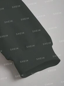 女士连帽衫时尚休闲落肩圆领连帽衫学院风彩色字母印花秋冬季保暖运动 - 深灰色 - 查看 4