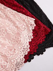 3pcs Floral Lace Bow Front Sleep Shorts - Multicolor - View 5