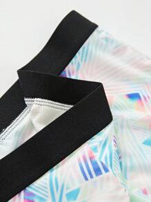 Men Multicolor Floral Geometric Print Trunks With Contrast Binding, Slight Stretch Fabric, Comfortable Fit Underwear. - Multicolor - View 8