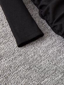 Cô gái Tween Rồng & Đồ họa Chữ cái Viền ven Đầm - màu đen - Xem 5