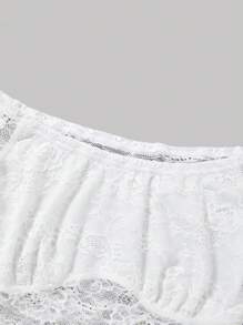 SHEIN Unity Top de hombros descubiertos crop con encaje - Blanco - Ver 4