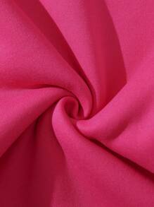 SHEIN EZwear 字母圖案袋鼠口袋加絨內裏抽繩連帽衫 - 玫紅色 - 查看 4