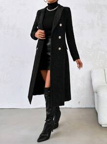 EURMUSE Double Breasted Lapel Collar Coat