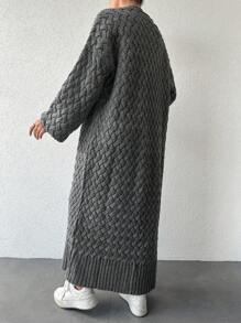 EURMUSE Drop Shoulder Button Front Cardigan - Grey - View 5