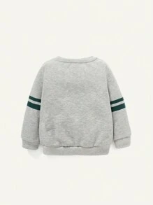 Cozy Pixies Baby Boy Letter Graphic Contrast Striped Sweatshirt - Grey - View 2