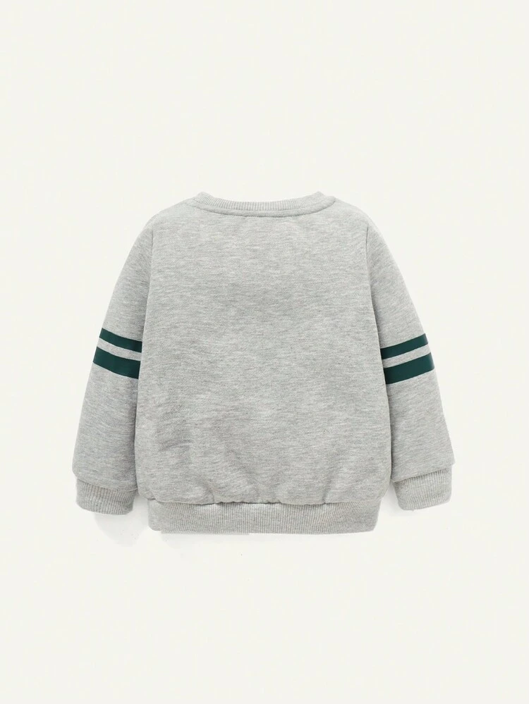 Baby Boy Letter Graphic Contrast Striped Sweatshirt