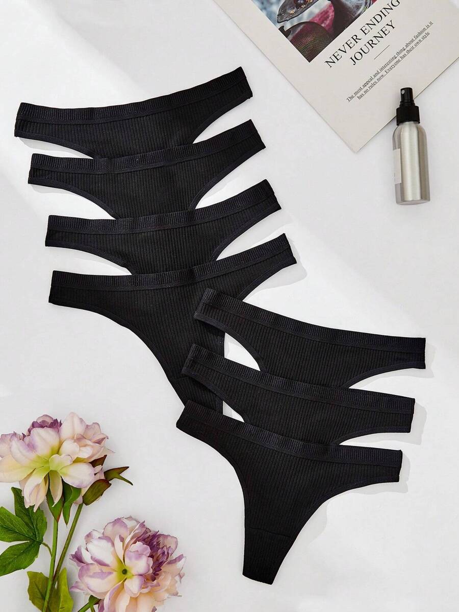 SHEIN 7 gói quần đùi đơn giản gợi cảm - màu đen - Xem 1