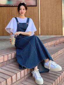 Dazy Star Slant Pocket Denim Overall Dress Without Tee,Back To School Clothes